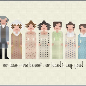 Parody Pride & Prejudice The Bennets PDF Cross Stitch Pattern