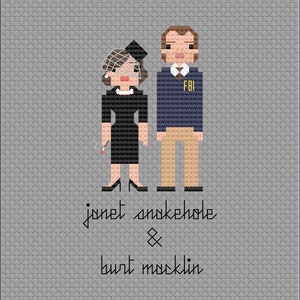 Parody Janet Snakehole & Burt Macklin PDF Cross Stitch Pattern