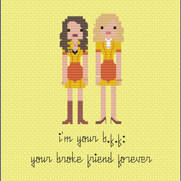 Parody 2 Broke Girls PDF Cross Stitch Pattern