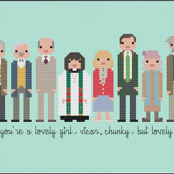 Parody Vicar of Dibley PDF Cross Stitch Pattern