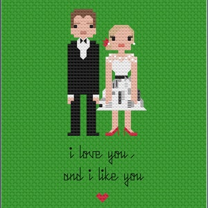 Parody Leslie and Ben PDF Cross Stitch Pattern