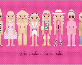 Parody Barbie Movie Outfits PDF Cross Stitch Pattern
