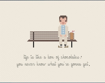 Parody Forrest Gump PDF Cross Stitch Pattern