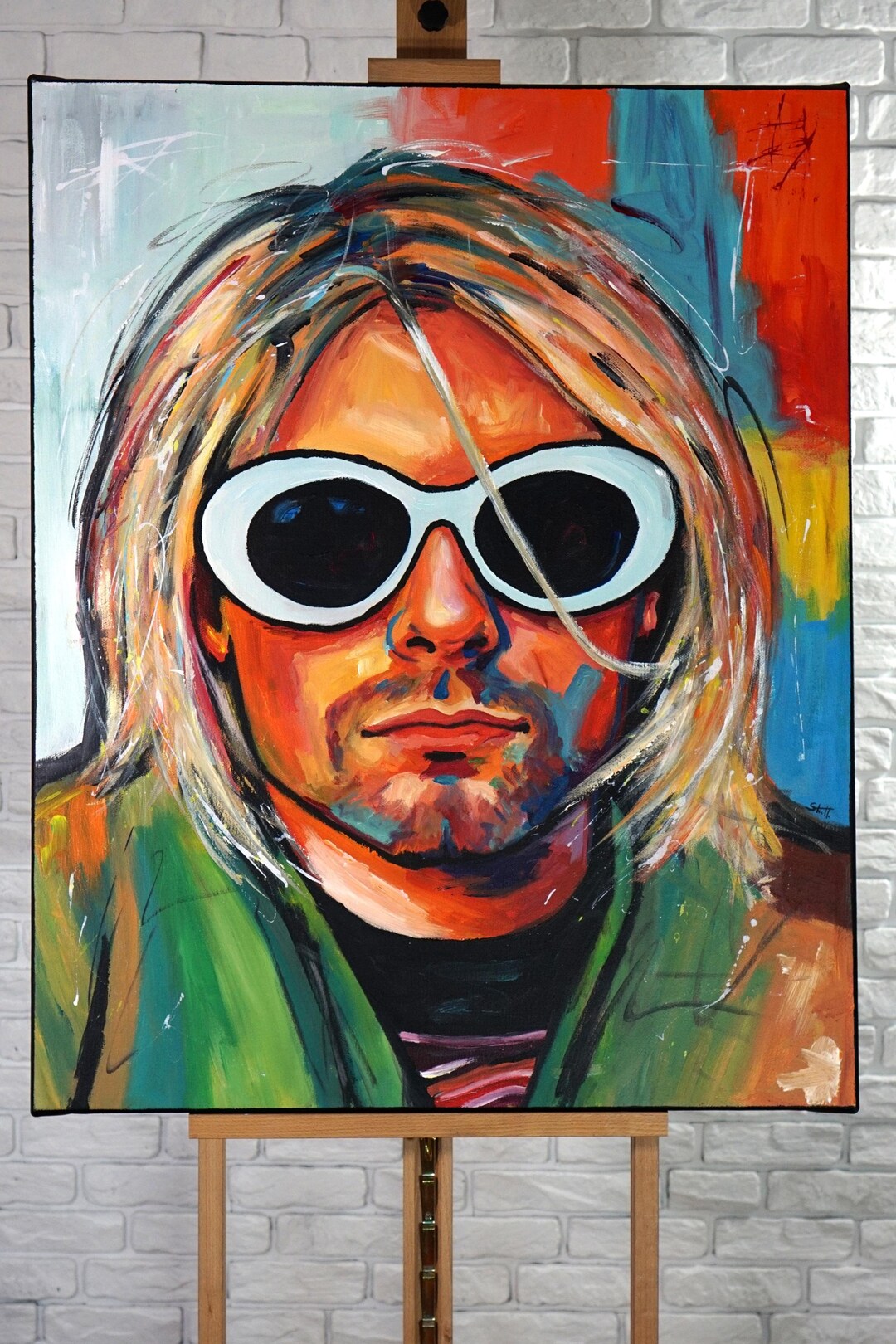 Kurt Cobain Portrait 80x100, Original Expressive Large Oil Painting ...