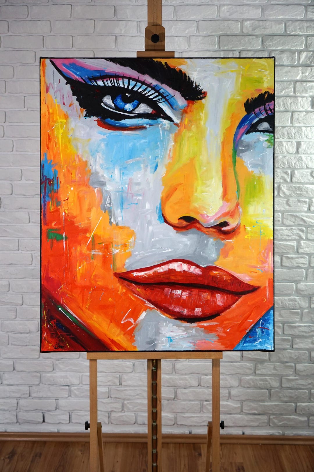 Large Oil Painting for Wall Abstract Hand Painted Portrait of Beautiful ...