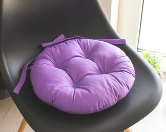 Cushions chairs, round chair cushion, pads for chairs, chair cushion with ties, Purple cushion