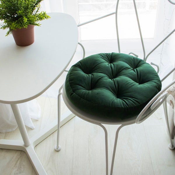 Green chair cushion, Velour chair cushion, cushion for chairs