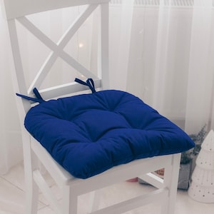 Cushions chairs, U-shape chair cushion, u-shape seat cushion, chair cushion with ties, blue cushion