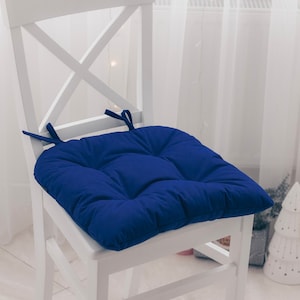 Navy blue chair cushions with ties sales