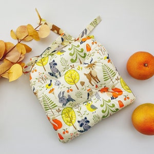 U-Shape Kids Chair Cushion With Ties: Cotton Animal Print