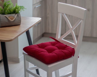 Cushions chairs, U-shape chair cushion, u-shape seat cushion, chair cushion with ties, red cushion