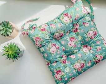 Cushions chairs, square chair cushion, pads for chairs, chair cushion with ties, French country cushion