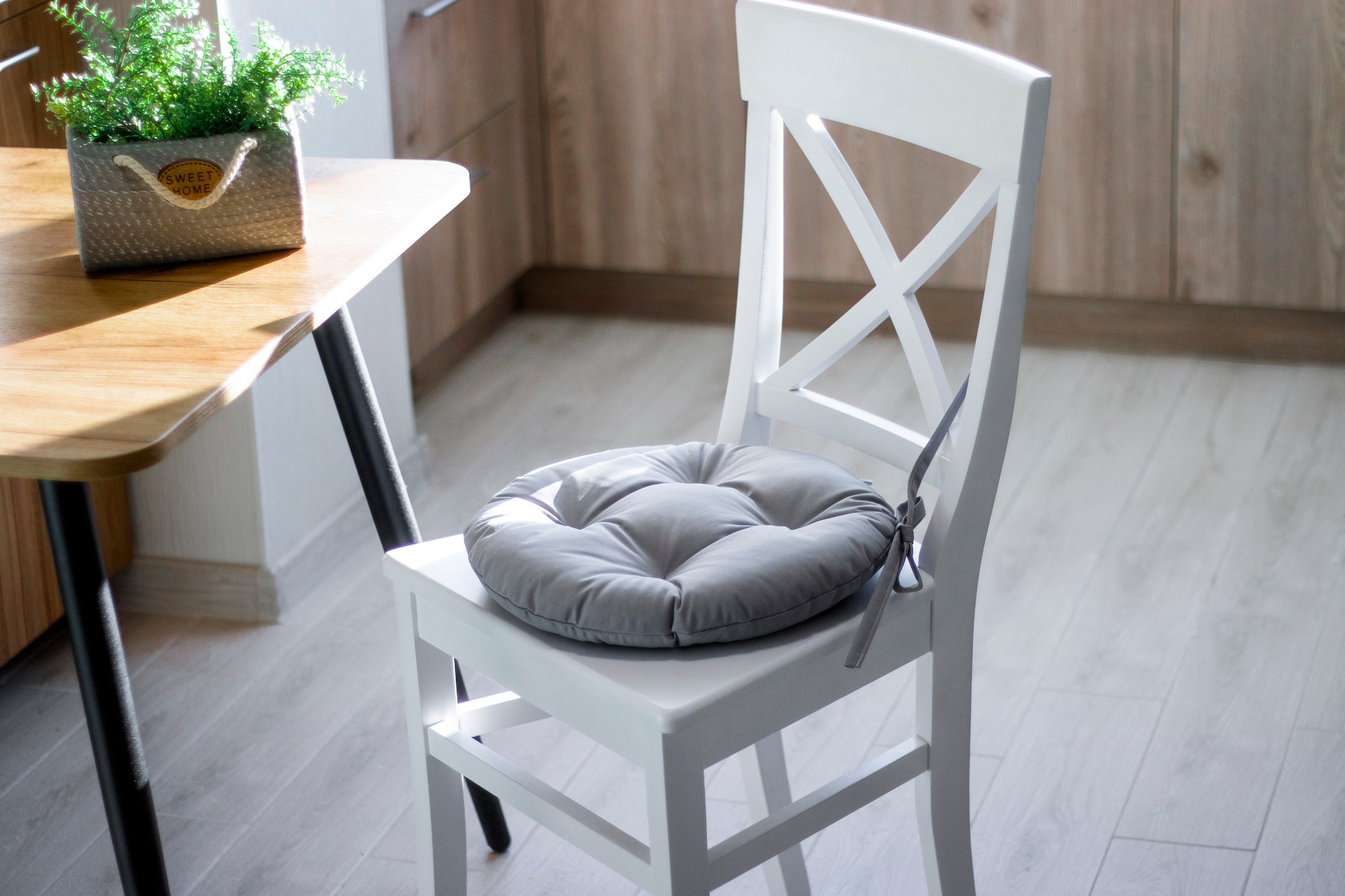 Gray Chair Cushion Solid Round Chair Cushion Cushion for Etsy