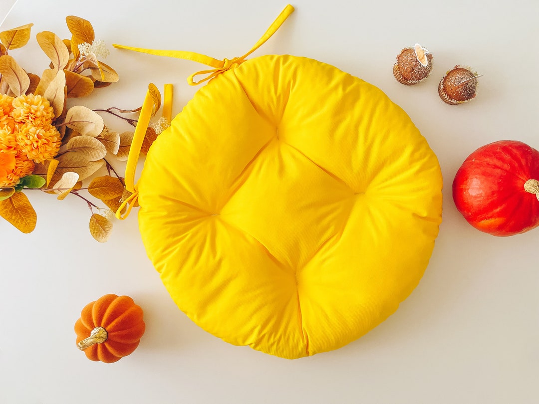 Yellow Chair Cushion, Solid Round Chair Cushion, Cushion for Chairs