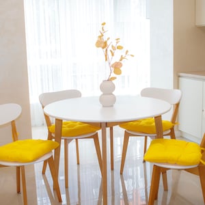 Handmade U-Shape Chair Cushion: Yellow Seat Pad with Ties