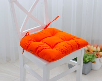 Cushions chairs, U-shape chair cushion, u-shape seat cushion, chair cushion with ties, orange cushion