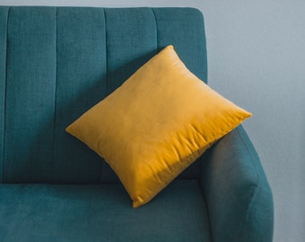 Velvet pillow for sofa, velour cushion, square pillow for bedroom, handmade pillow