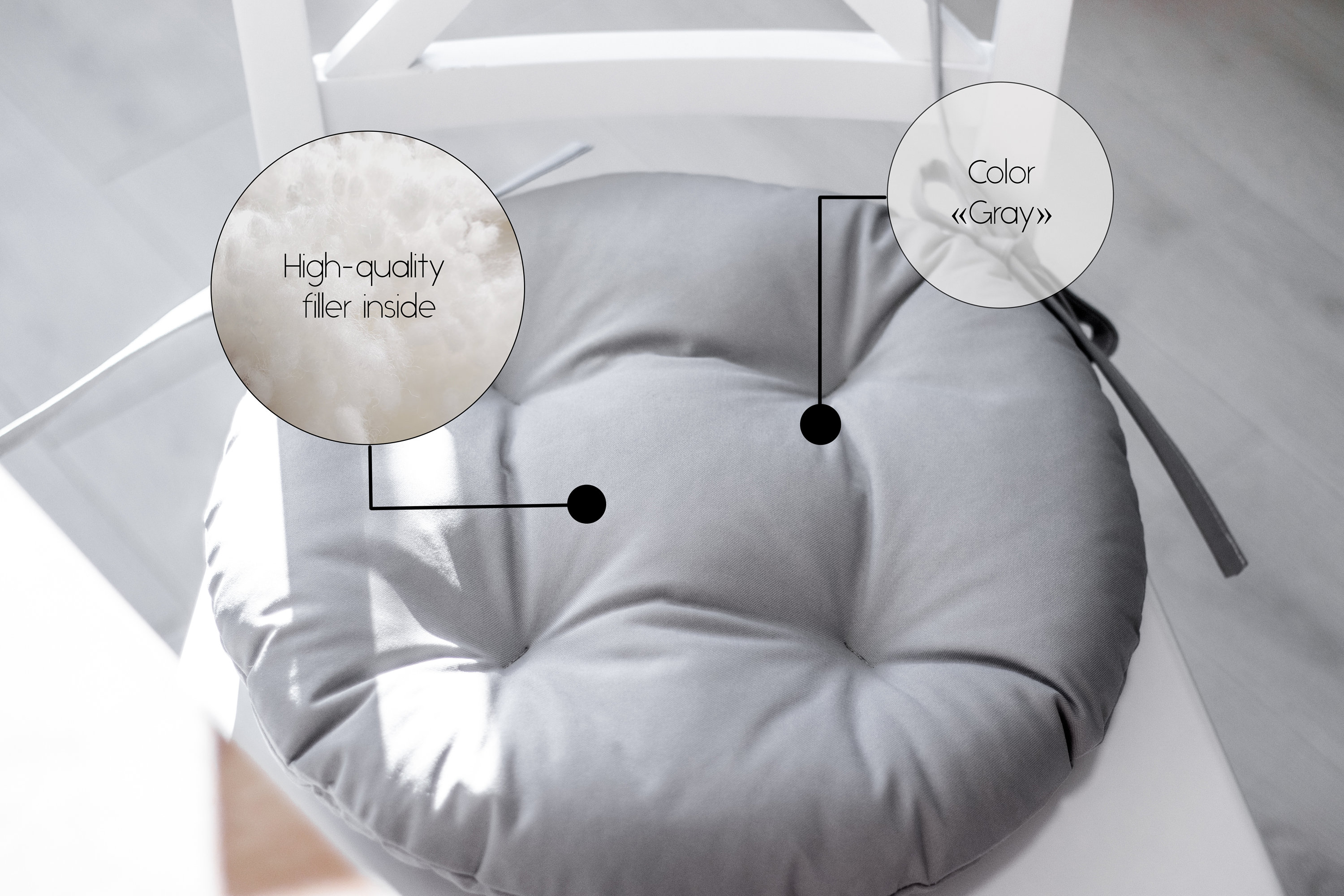 Gray Chair Cushion Solid Round Chair Cushion Cushion for Etsy