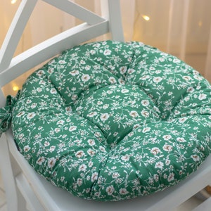 Round Handmade Chair Cushion with Ties: Kitchen Decor