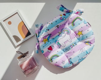 Round Unicorn Kids Chair Cushion: Handmade Cotton Child Pillow