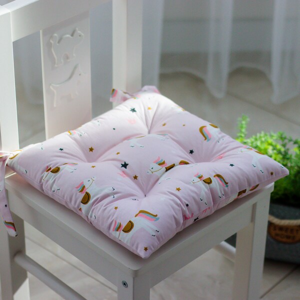 Kids chair cushion, Toddler chair pillow, Horse Nursery, Square cushion