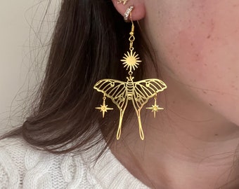 Gold Moth Earrings