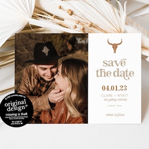 cowboy save the date template, printable western save our date cards, longhorn wedding, rustic desert country save the dates, download