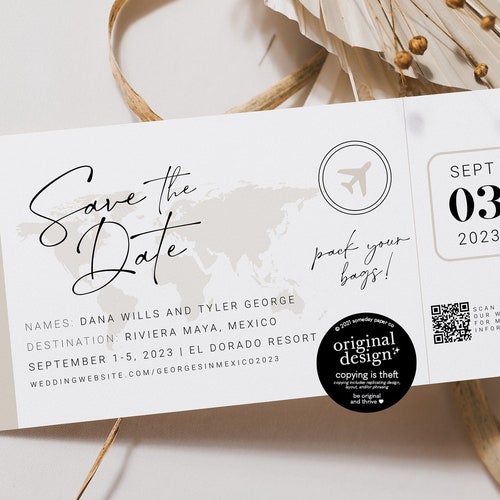 Printable Save the Date Boarding Pass Photo Card Digital File - Etsy