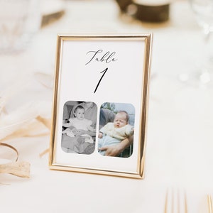 modèle de numéro de table photo, cartes de table de mariage imprimables avec photos, tables par âge, 4x6, 5x7, affectations de table de téléchargement instantané modifiables