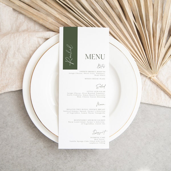 printable wedding menu place card combo, personalized menu template, customizable dinner menu with names, editable digital download