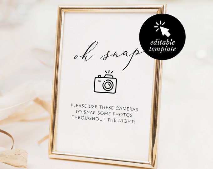 Instant Download Wedding Disposable Camera Sign, Printable Ready to ...