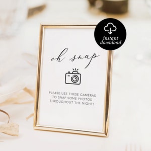 disposable camera sign for wedding, printable oh snap, capture the love, 8x10, 5x7, photo instructions, instant download pdf
