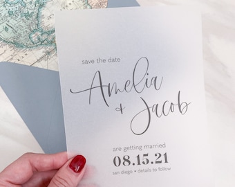 save the date vellum template, translucent overlay whimsical save our date card, printable instant download by someday paper co