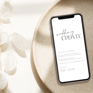 mobile wedding cancellation text, digital wedding update, electronic unsave the date, change of plans, cancel wedding announcement