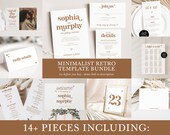 boho invitation set, wedding template bundle, printable retro save the date, burnt orange welcome sign, multiple sizes, ceremony program pdf