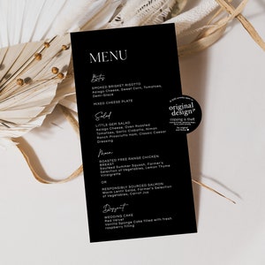 Ultra Modern Black and White Wedding Menu Template, Printable Minimalst ...