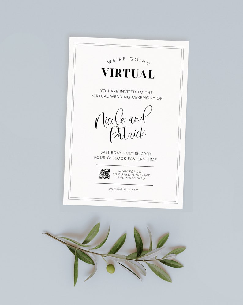 Virtual Wedding Invitation Template Live Stream Wedding Etsy