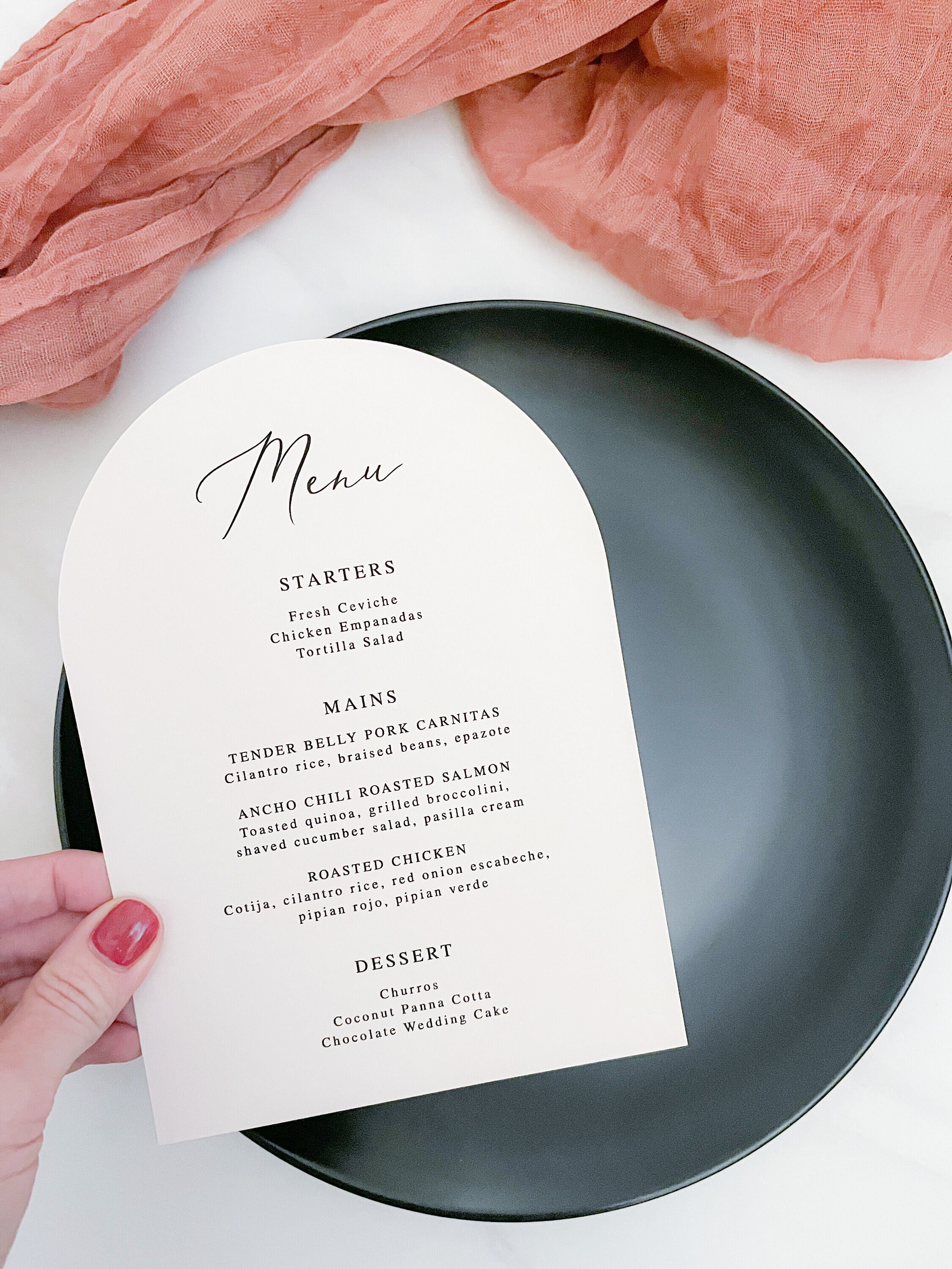 Menu Arch Modern Arch Wedding Menu Template, Printable Boho Minimalist Dinner ...