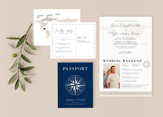 Partecipazioni Matrimonio A Formato Passaporto - Inviti Nozze Vintage Con Mappamondo (10 Pezzi) - Foto 9