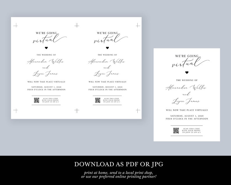 Virtual Wedding Invitation with QR Code Printable Online | Etsy