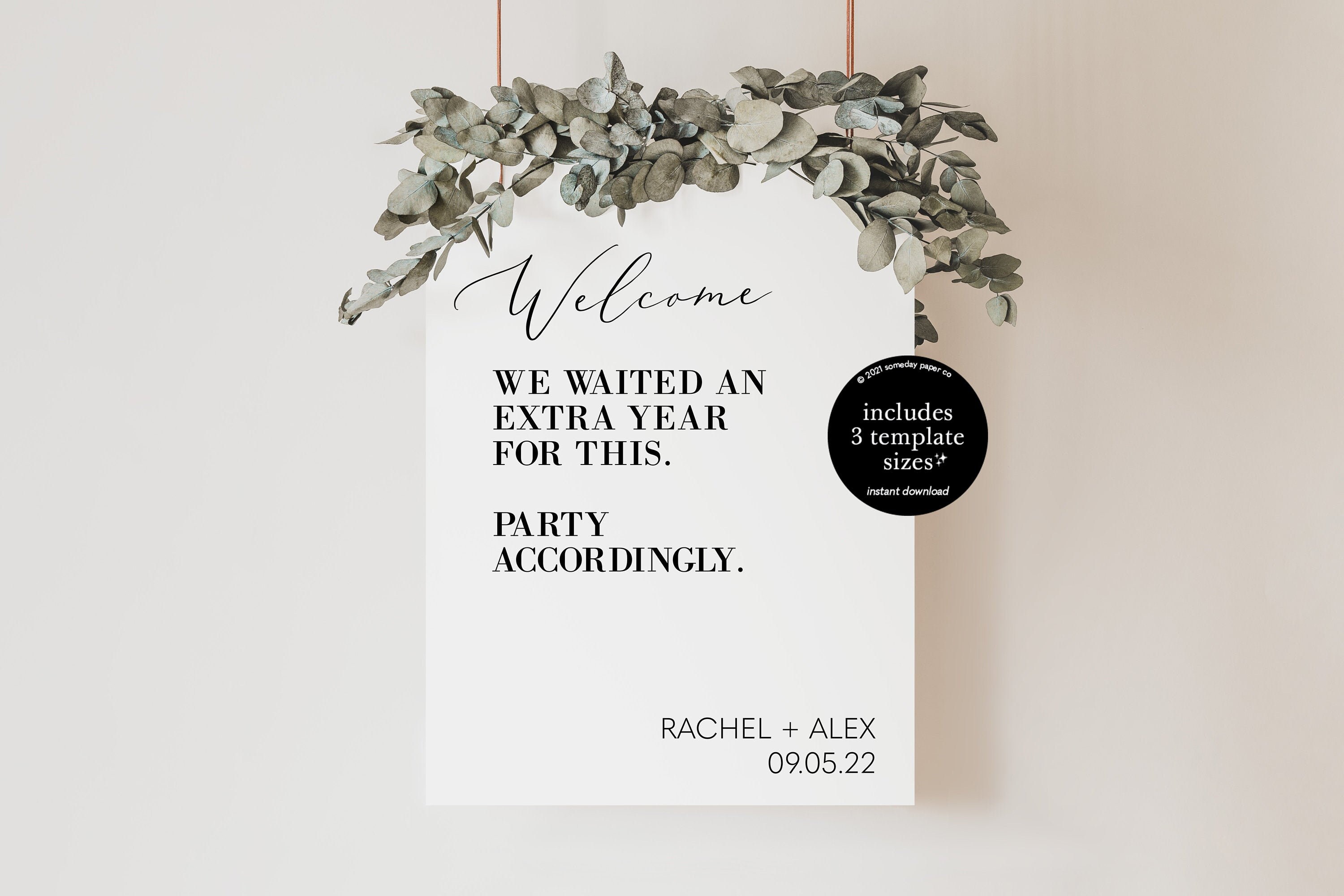 Postponed Wedding Welcome Sign, We Waited Through a Pandemic, Party ...