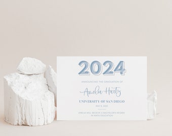 modern graduation announcement template, printable 2024 grad invitation, customizable college grad, high school announcement