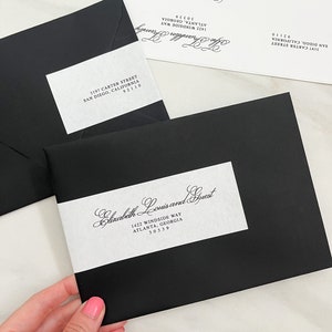 diy wedding invitation address labels, printable romantic script envelope sticker template, classic wrap around guest addressing, download