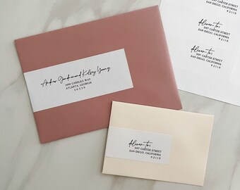 address label template SET, printable wrap around envelope stickers for wedding invitation and RSVP, editable labels for guest addressing