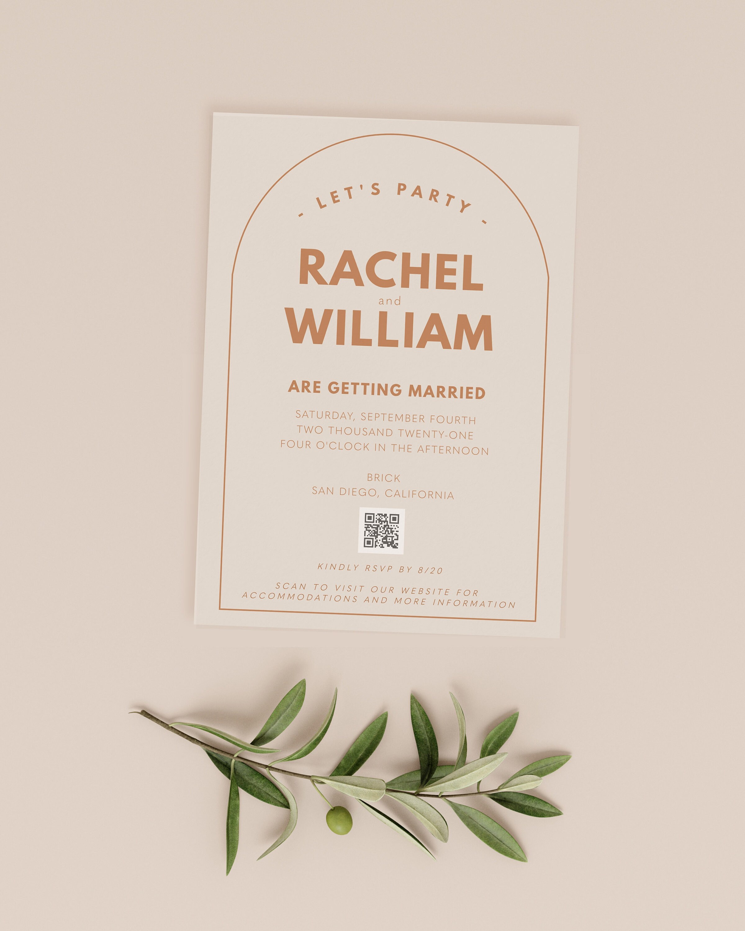 QR Code Invitation Template Printable Arch Wedding Etsy
