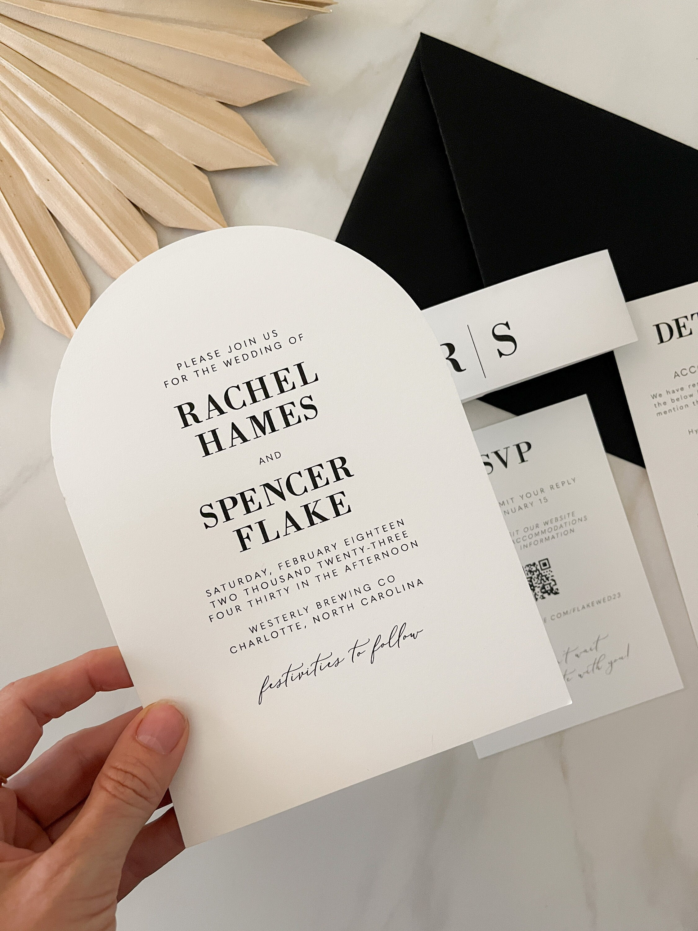 modern arch wedding invitation template