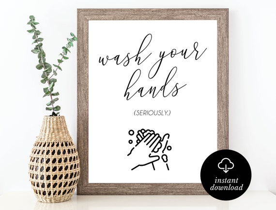 Wash Your Hands Sign Printable Hand Washing Sign for Bathroom | Etsy
