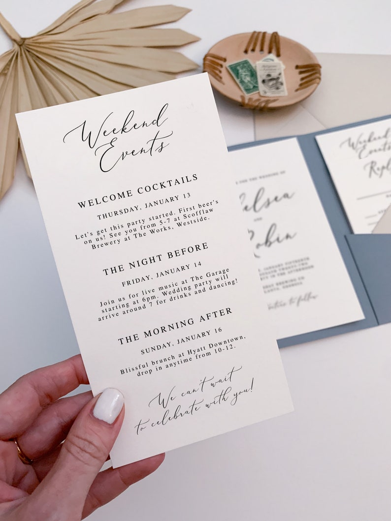 Romantic Pocket Wedding Invitation Kit Minimalist Pocket Etsy