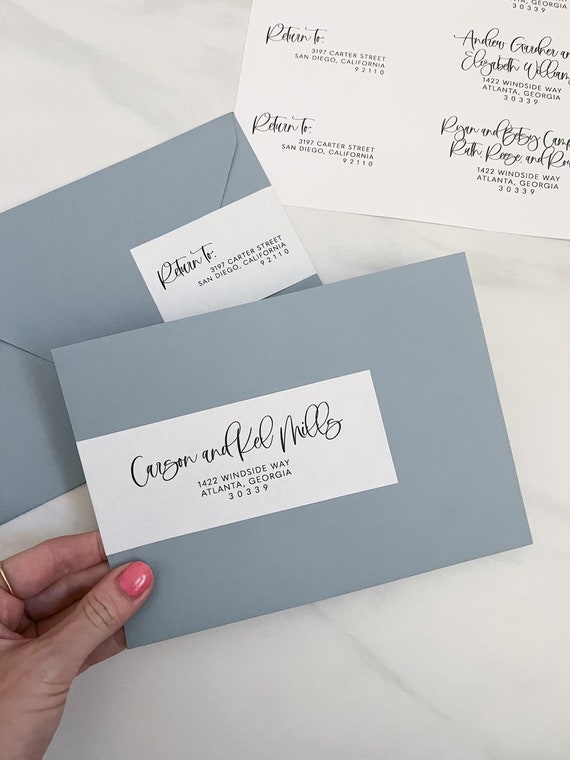 Diy Address Label Template, 8x2 Inch Wrap Around Envelope Sticker for  Modern Wedding Invitations, Printable Editable Download 
