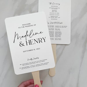wedding program fan template, printable diy ceremony paddle fan, modern typography order of events, unplugged wedding, instant download